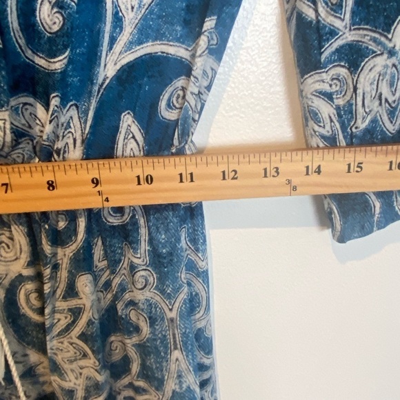 Jaase Wide Leg Jumpsuit Size XS Boho Downstring 3/4 Sleeve V-Neck Color Blue - Picture 8 of 12